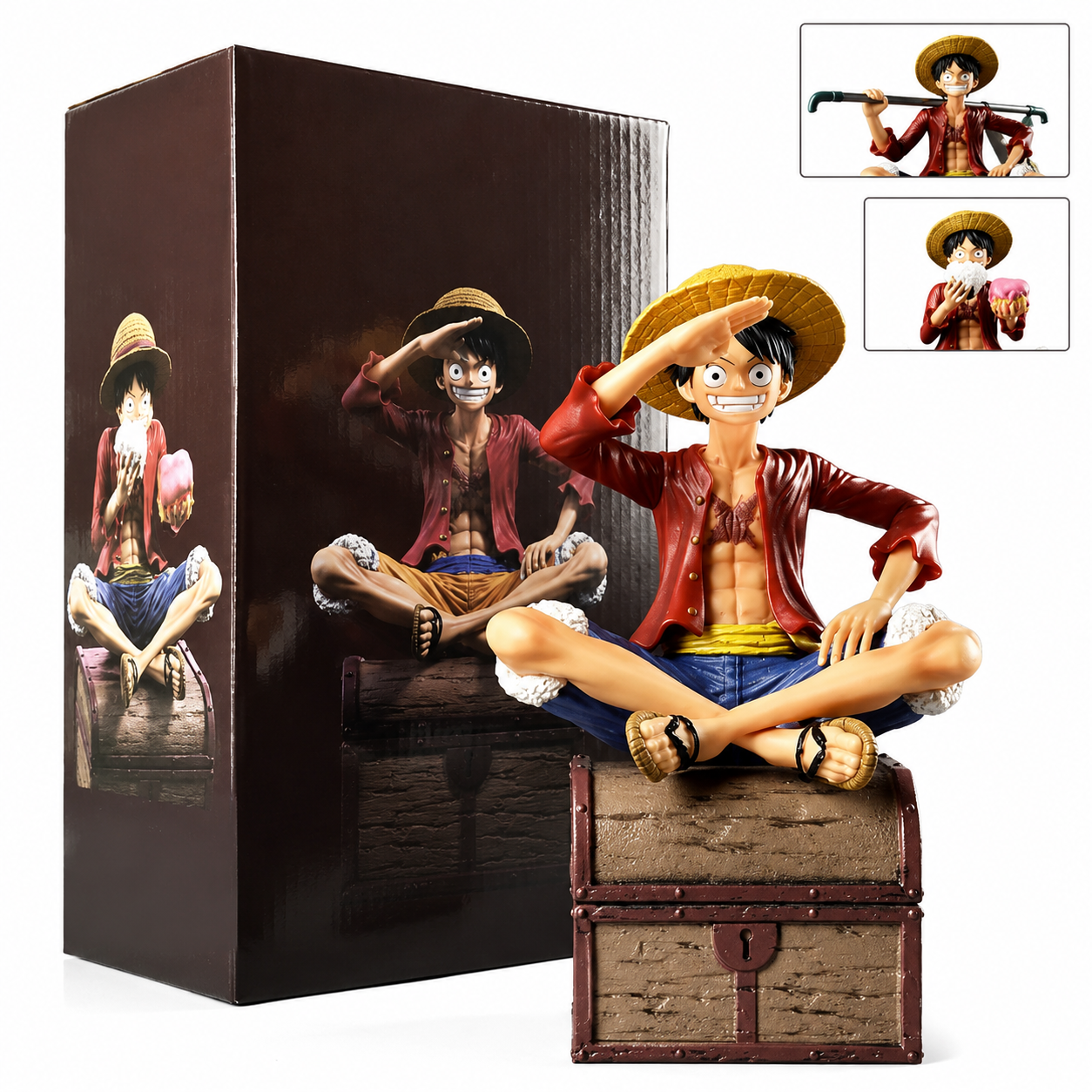 LUFFY SITTING ON TREASURE CHEST